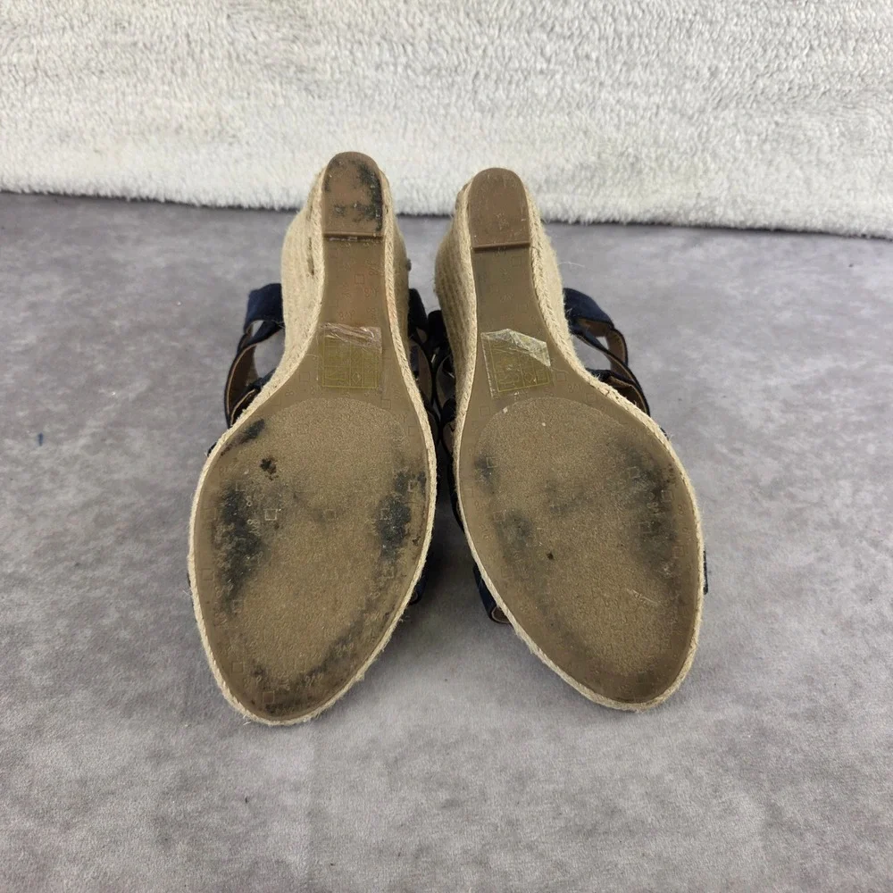 DV8 by Dolce Vita Navy Blue Faux Suede Espadrille Wedge Sandals Womens 8